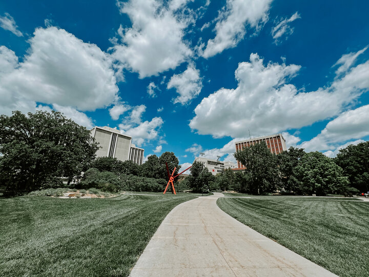 City campus on a summer day